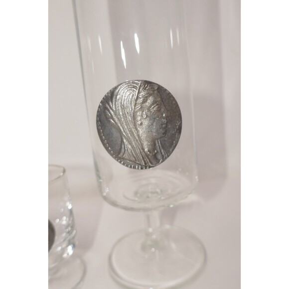 Zinnmünsen Herren Set ~ 2 Beer Cups and 2 Shot Gasses with Pewter Coins - Picture 7 of 10